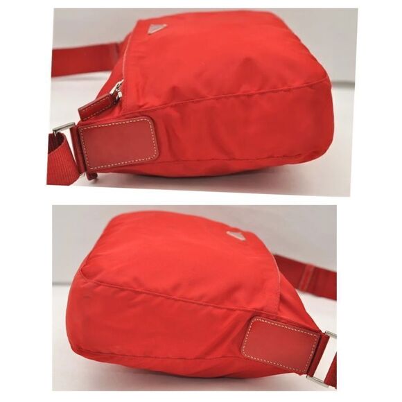 PRADA Nylon Leather Shoulder/Crossbody Bag Red 💼 #1 - Picture 10 of 14